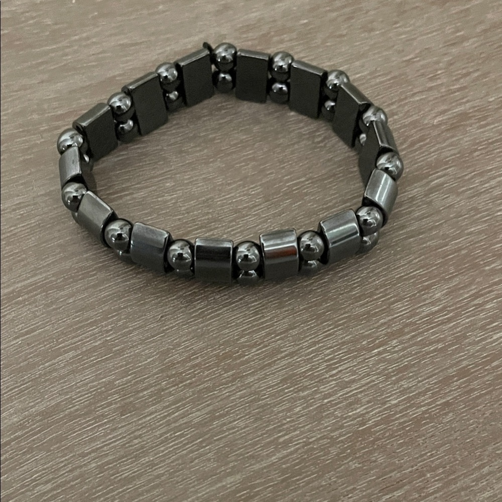 Black and Silver Hematite Beaded Bracelet
